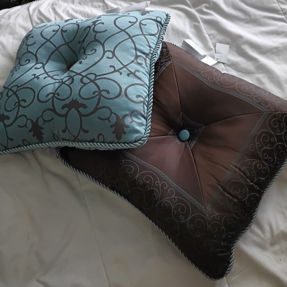 Decorative Blue and Brown Throw Pillows